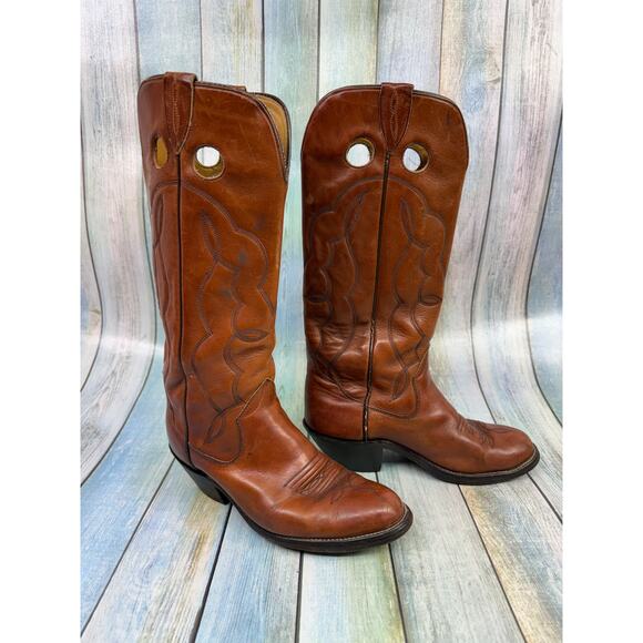 Sanders Boot Makers Vintage Brown Western Cowboy Boots Size 8.5 Brown 90's Tall - Picture 3 of 11